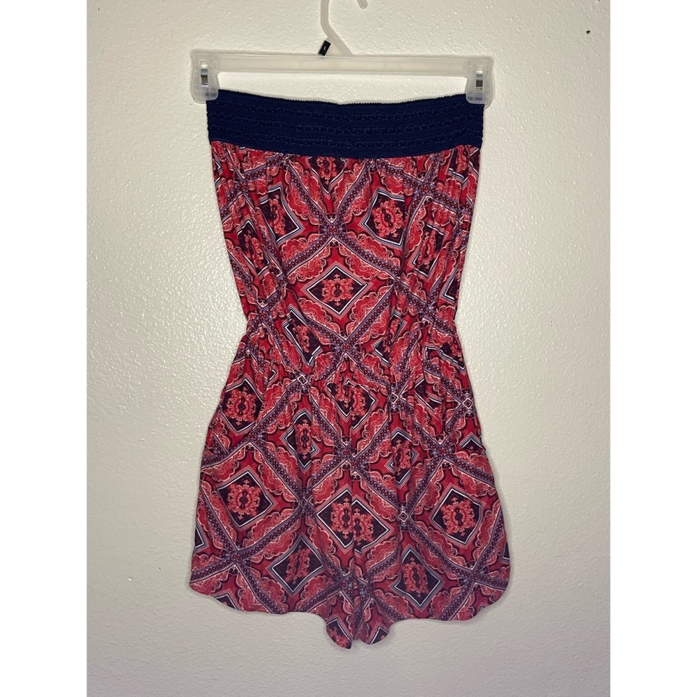 No Boundaries Strapless ROMPER || SIZE M || Red, Navy, White